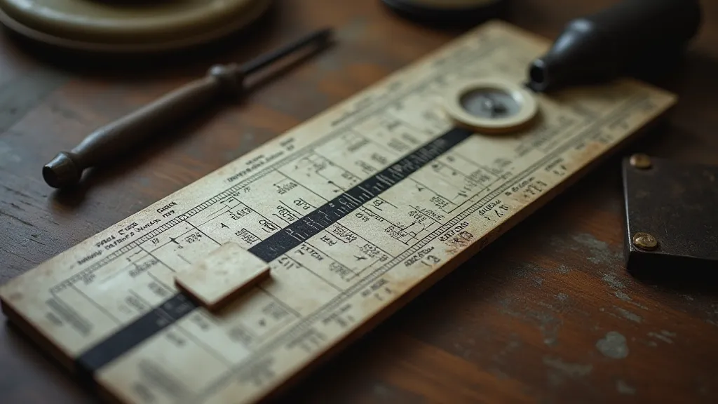 Close-up of a vintage Pickett slide rule