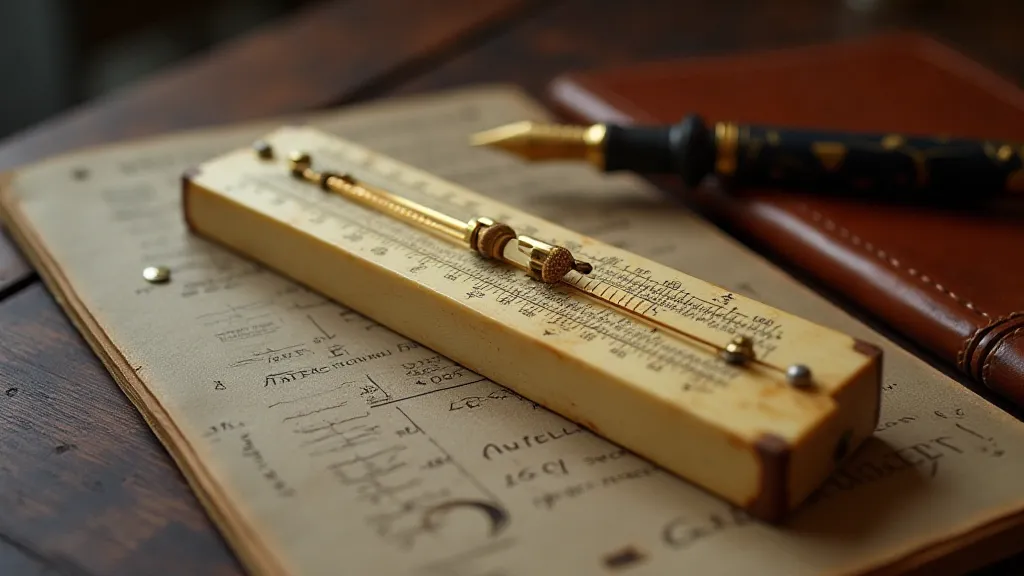 Close-up of a Pickett Model 4 slide rule