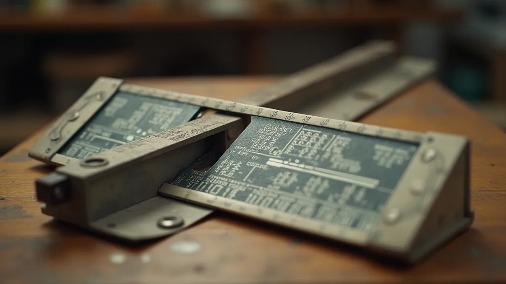 Vintage Pickett slide rule on workbench