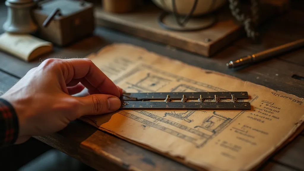 Hand holding a slide rule cursor
