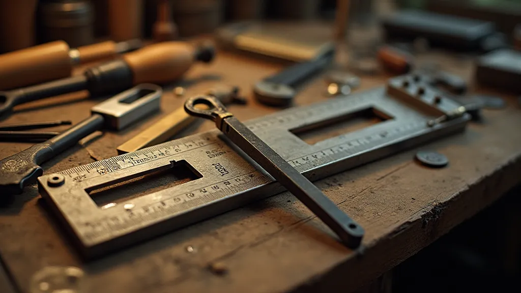 Vintage slide rule disassembled on a workbench
